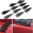 10pcs Carbon Fiber Look Car EVO Style Exterior Roof Shark Fins Wing Spoilers Kit