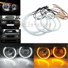 4 x Dual Color White Yellow SMD LED Angel Eye Halo Ring DRL For E53 X5 1999-2004