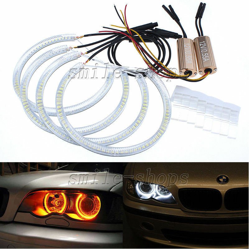 4pcs 131mm LED SMD Angel Eyes Halo Rings For BMW E36 E38 E39 E46 White Amber