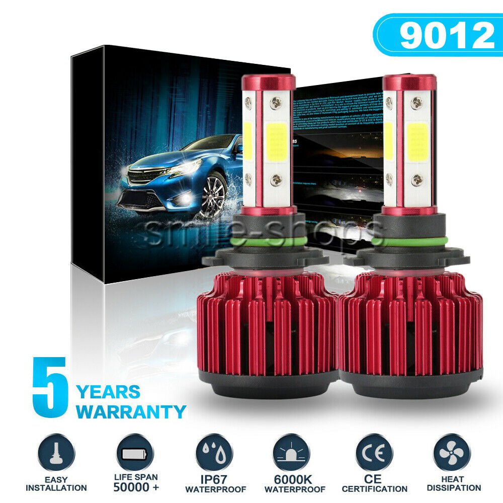 COB LED Headlight Kit 9012 6000K White Bulbs High/Low For Chevy Cruze 2017-2018