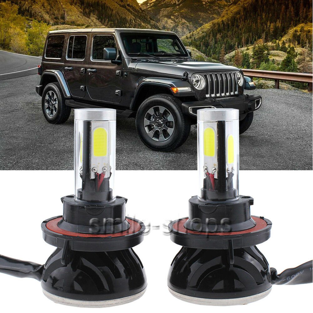 H13 9008 80W LED Bulb Headlight Lamp Upgrade Kit White For 2018 Jeep Wrangler JL