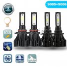 4PCS 9005 9006 LED Headlight Kit Combo Total 3240W 486000LM High Low Beam 6000K