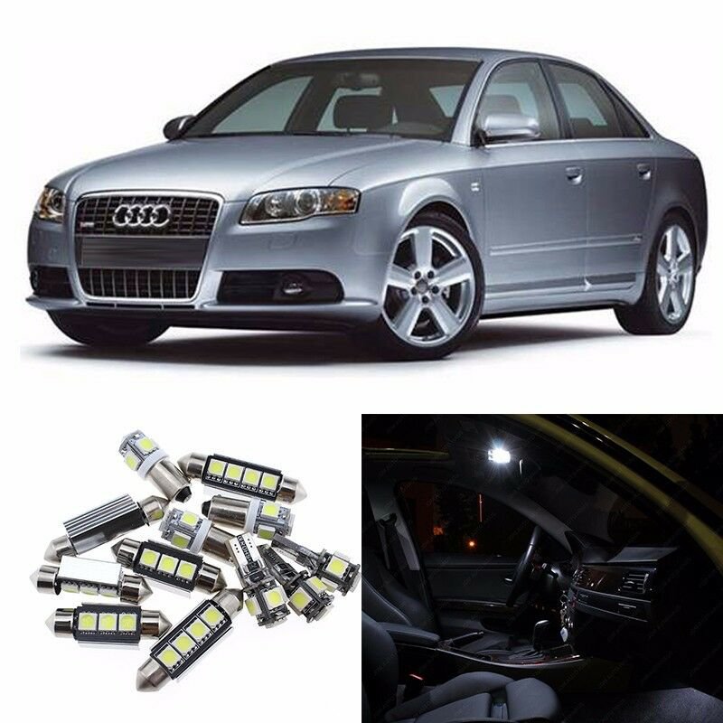 White 25pcs Interior LED Light Kit for Audi B5 B6 B7 A4 S4 Sedan 1996-2008