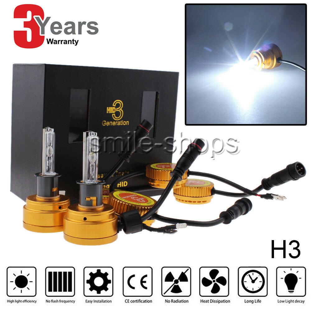 2X H3 5500K Fog Lights Car AC 55W Xenon HID Headlight Bulbs KIT White ALL IN ONE