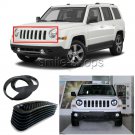 For Jeep-Patriot 11-17  Front Grille Mesh Trim Headlight Cover Trim Black 9pcs