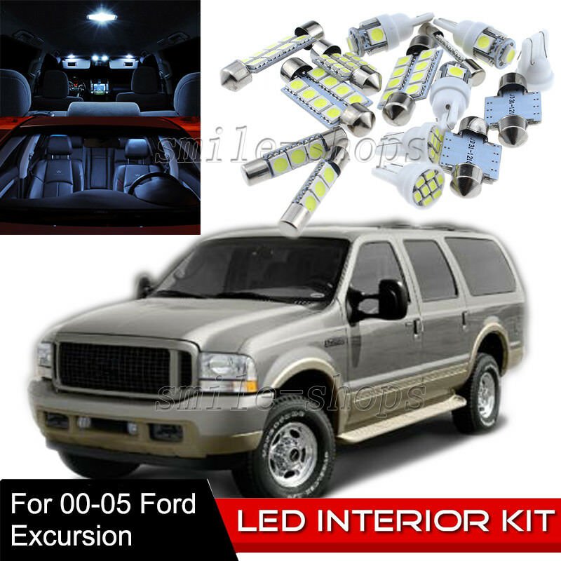 12pcs Interior LED Light Bulbs Package Kit for 2000-2005 Ford Excursion White