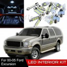 12pcs Interior LED Light Bulbs Package Kit for 2000-2005 Ford Excursion White