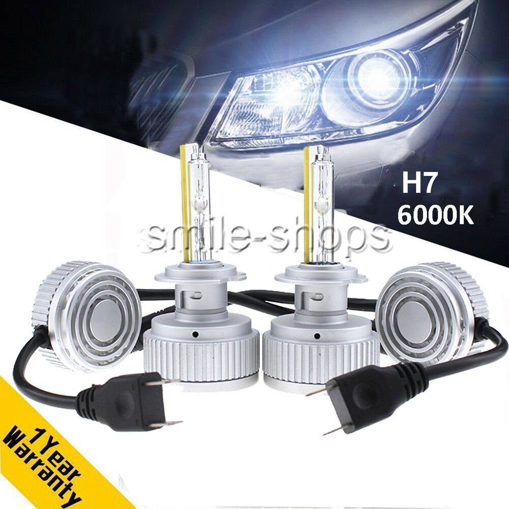 AC 55W HID H7 Headlight 6000K Replacement Halogen Light Bulbs Pair Waterproof