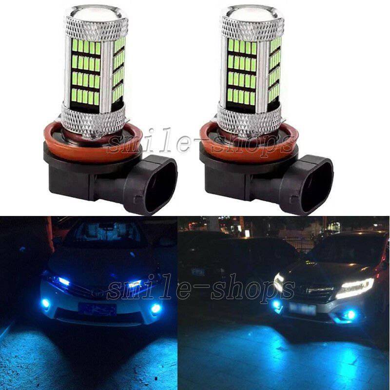2pcs H11 H8 8K Ice Blue 92-SMD LED Fog Light Driving Light Daytime Running Lamps