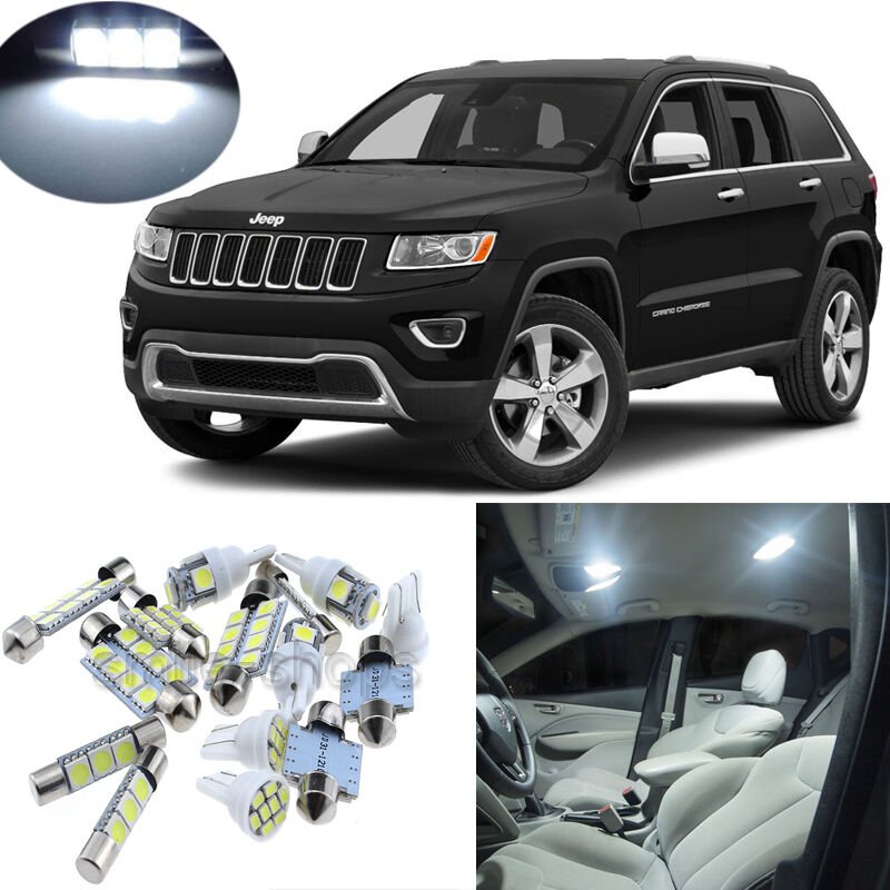13pcs White Interior LED Light Package Kit for Jeep Grand Cherokee 2011-2015