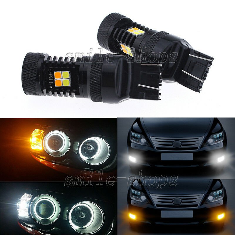 2pcs 7443 Switchback Front Parking Signal LED Bulbs for 2016 2017 Toyota RAV4