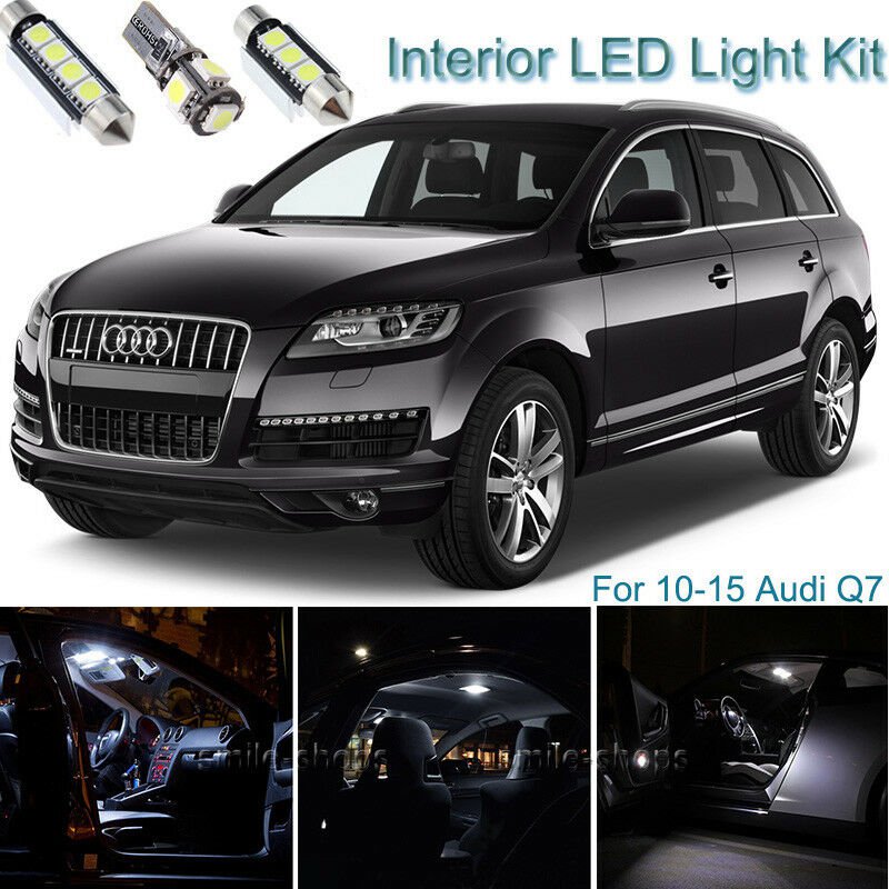 18pcs Bright White Interior LED Light Package Kit Deal For Audi Q7 2010-2015