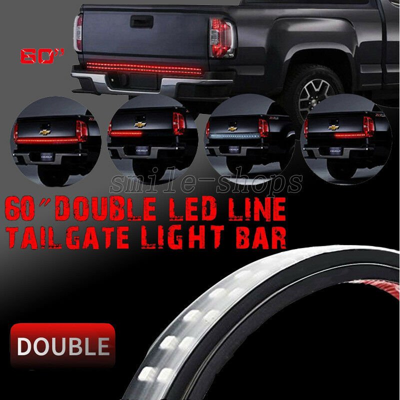 60" Double LED Truck Tailgate Light Bar Strip Red White For GMC Sierra 1500 2500
