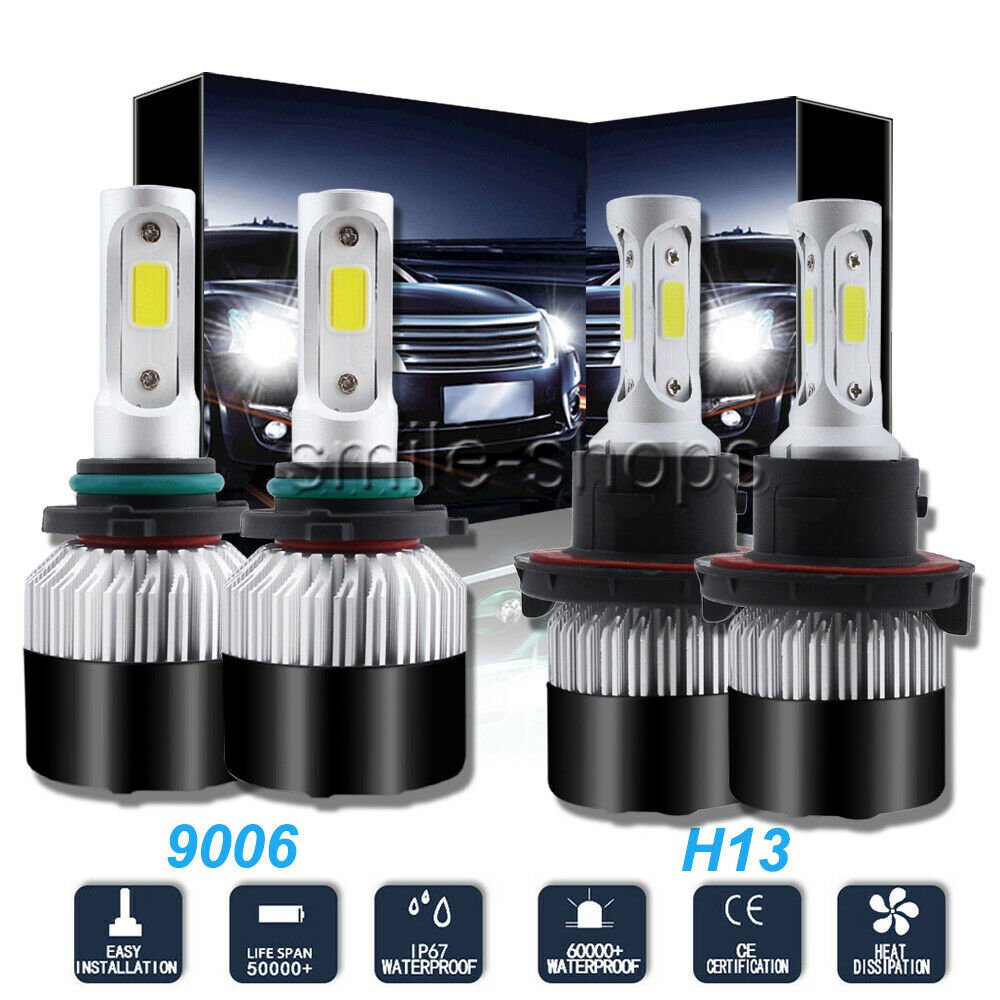 4pcs Combo H13+9006 LED Headlight Fog Light For Dodge Ram 1500 2500 3500 06-09