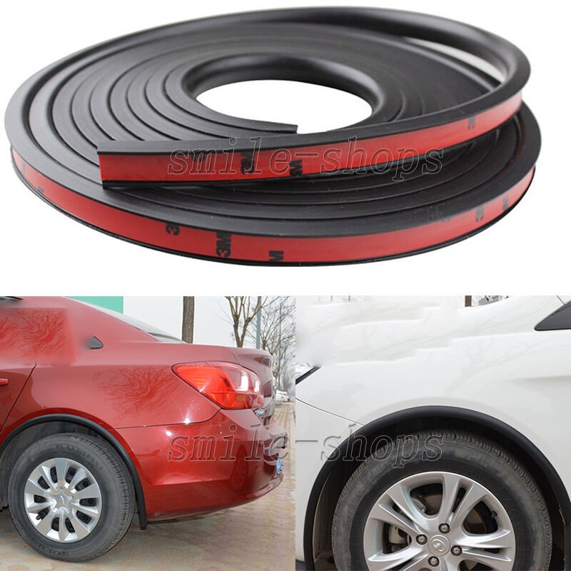 118'' PVC Car Fender Flares Extension Black Wheel Eyebrow Protector Lip ...