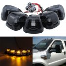 5 x Smoke Roof Light Cab Marker Cover + Amber T10 LED Bulbs for Ford F250 F350