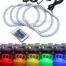 4x RGB Multi-Color LED Angel Eye Halo Rings For 07-14 Chevy Silverado GMC Sierra