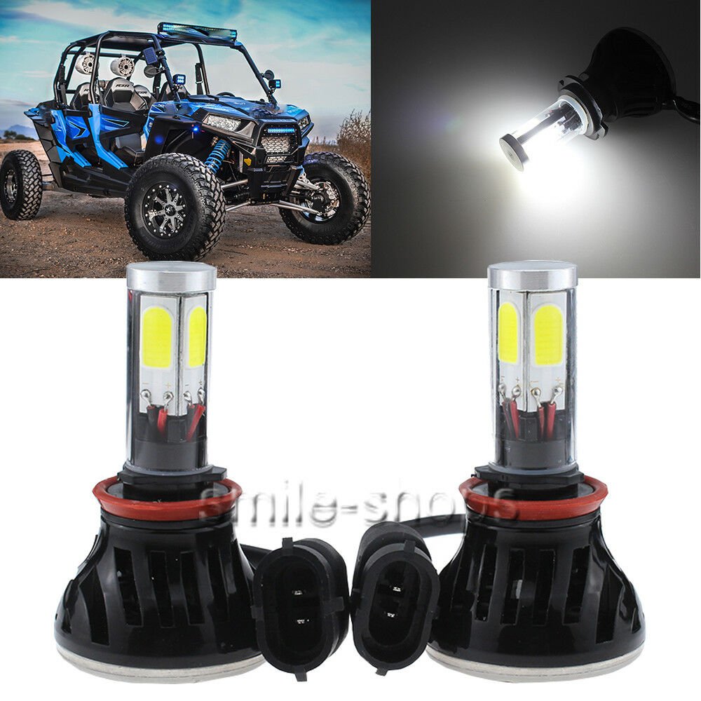 Pair H11 80W LED Headlight Bulb Kit For Polaris Ranger RZR Razor 800 900 XP 2010