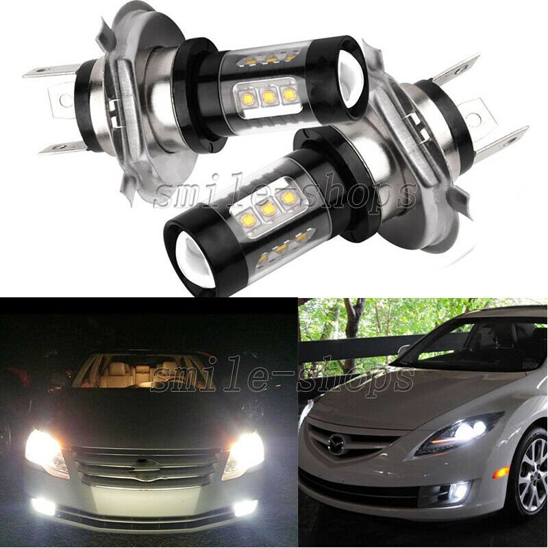 2pcs H4 80W Cree Super Bright LED White Fog Tail Turn DRL Car Driving Light Bulb