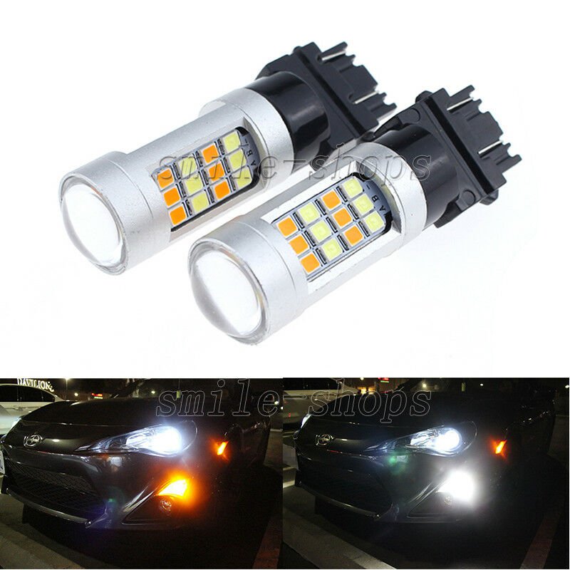 2x 42-SMD 3157 3075 Switchback LED Bulbs For Daytime Running Lights/Turn Signal