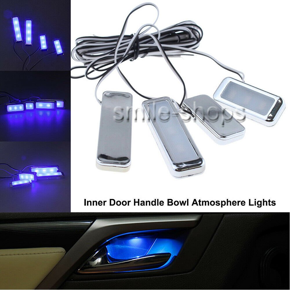 Universal LED Inner Door Bowl Armrest Interior Handrail Handle Light Bulbs Blue