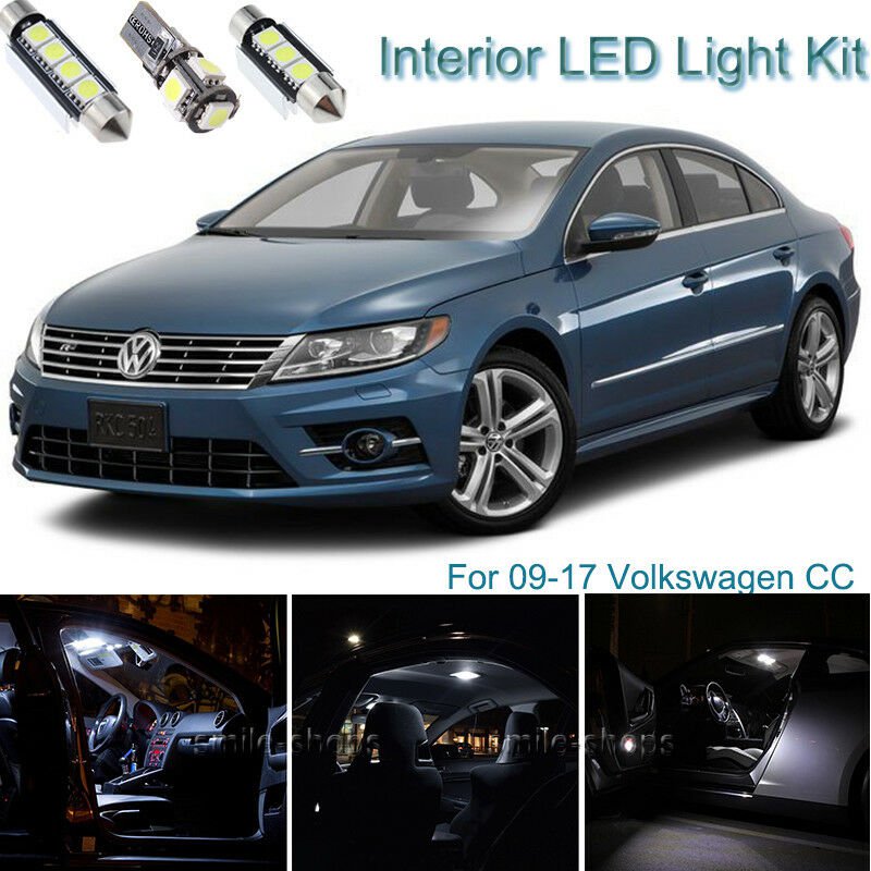 11pcs White Interior LED Light Package Kit Deal For Volkswagen VW CC 2009-2017