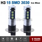 2pcs H3 LED Fog Light Super Ice Blue 15 SMD 3030 Chips Car Driving Bulbs 12-24V