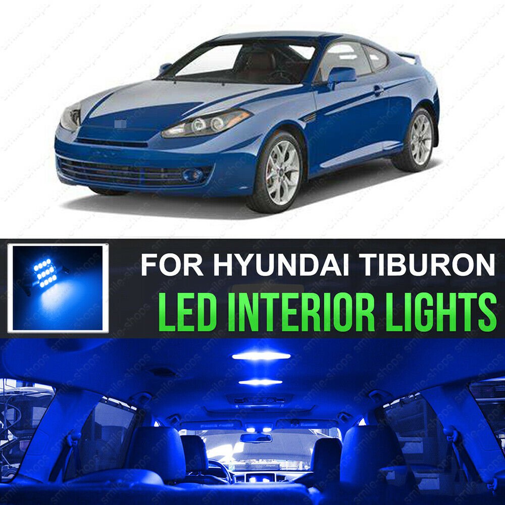 Blue Interior LED Lights Package Kit Fit For 2003-2006 2007 2008 Hyundai Tiburon