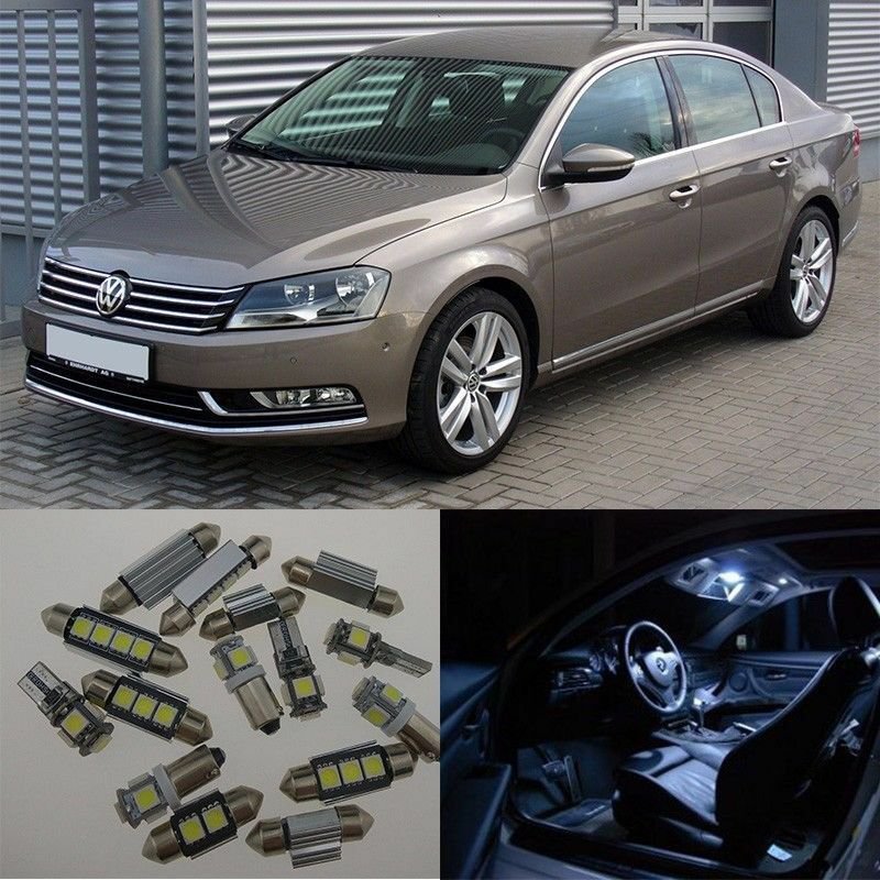 13&Atilde;�Xenon White Error Free SMD Interior LED Light Kit For VW Volkswagen Passat B7
