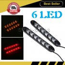 2pcs Car Flowing 6-LED Light Strip Arrow Flasher DRL Turn Signal Lamp Red/Amber