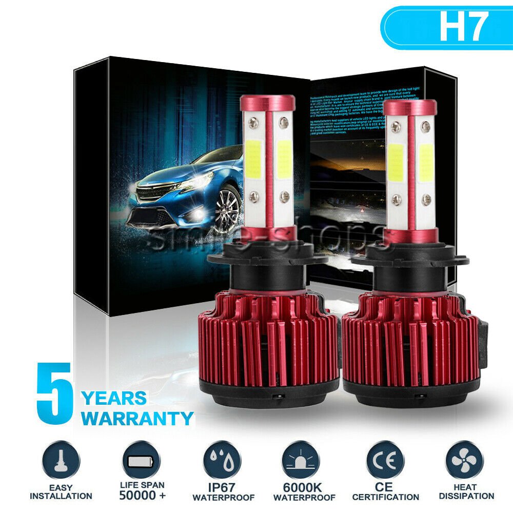 COB LED Headlight Kit H7 White 6K High Beam Bulb For HYUNDAI Santa Fe 2007-2019