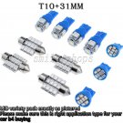 11 x Xenon Blue Interior LED Lights Package T10 & 31MM Map Dome + License Plate