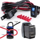 12V On/Off 5 pins Blue Rock Light Rocker Switch Kit with Relay Wiring Harness