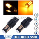 Amber Yellow 7443 7440 30 SMD 3030 Chips Turn Signal Brake Tail LED Light Bulbs