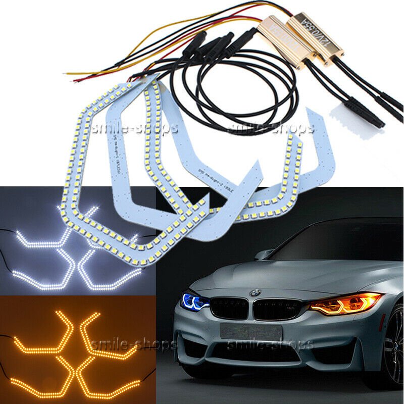 Switchback White Amber Angel Eye Halo Ring For BMW M3 E90 F30 Concept M4 Style