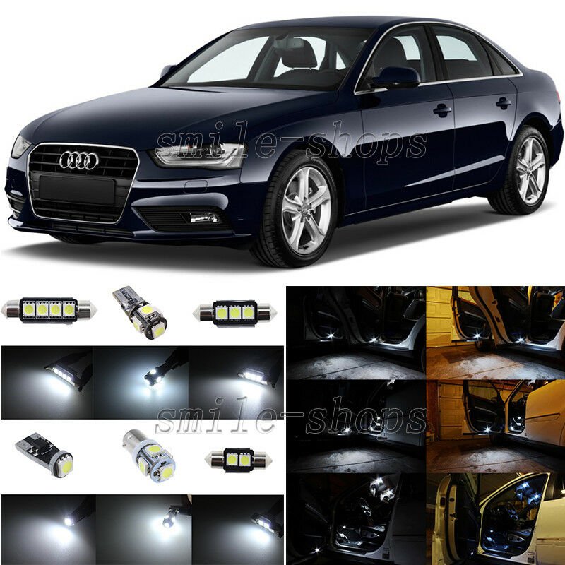 14pcs Xenon White LED Interior Light Package Fit For 2009-2013 Audi A4 S4 B8