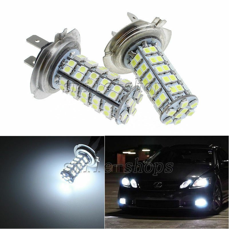 2pcs 6000K HID Xenon White 68-SMD H7 LED Bulbs For Car Fog Driving Light Bulbs