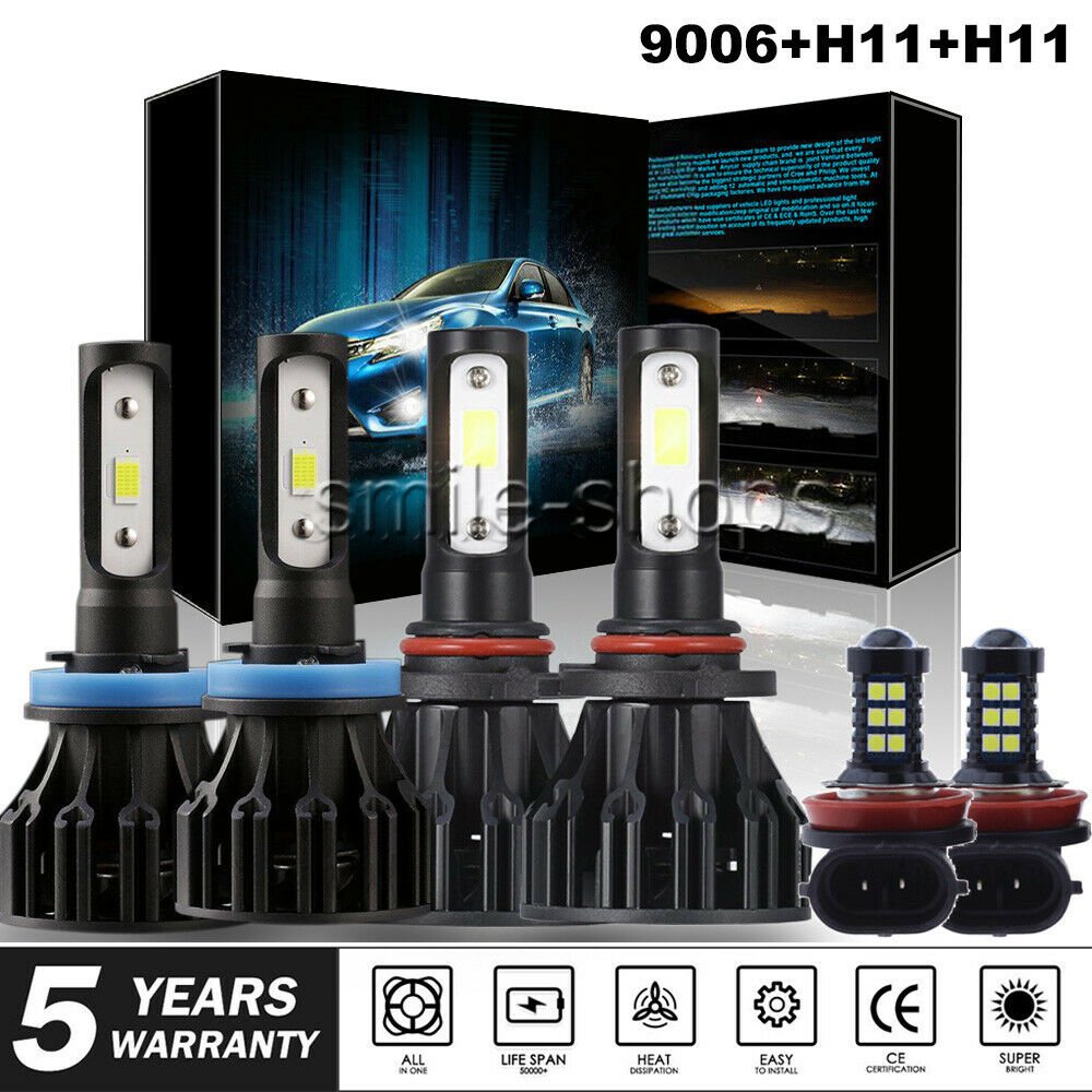 Combo H11 9005 H11 LED Headlight Conversion Kit Hi/Lo Beam Fog Light 6000K White