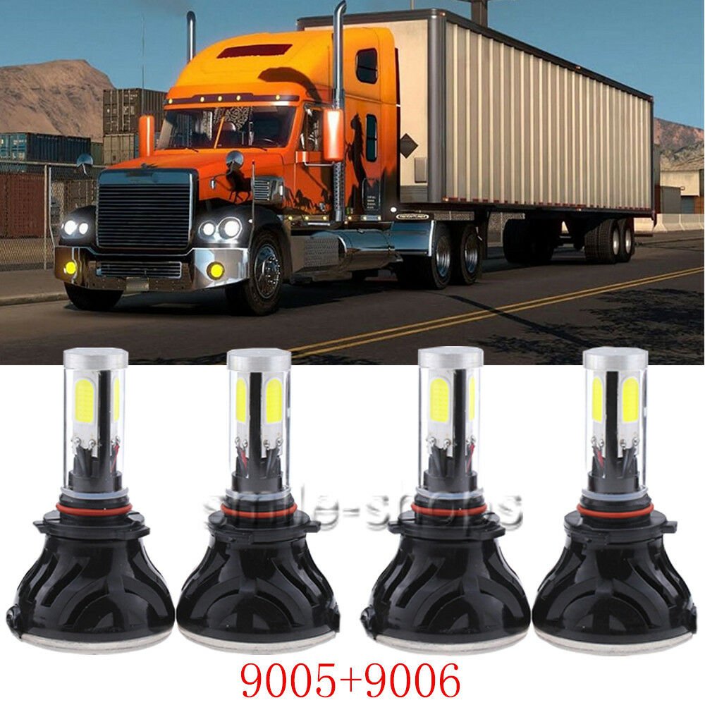 4Pcs 160W LED Headlight High Low Beam For 20022016 Freightliner M2 100
