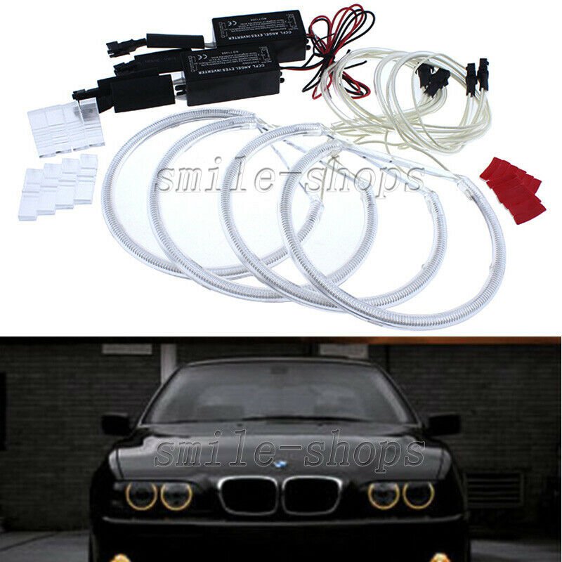 4pcs Yellow CCFL Angel Eyes Halo Ring Headlight Kit Fit For BMW E36 E38 E39 E46