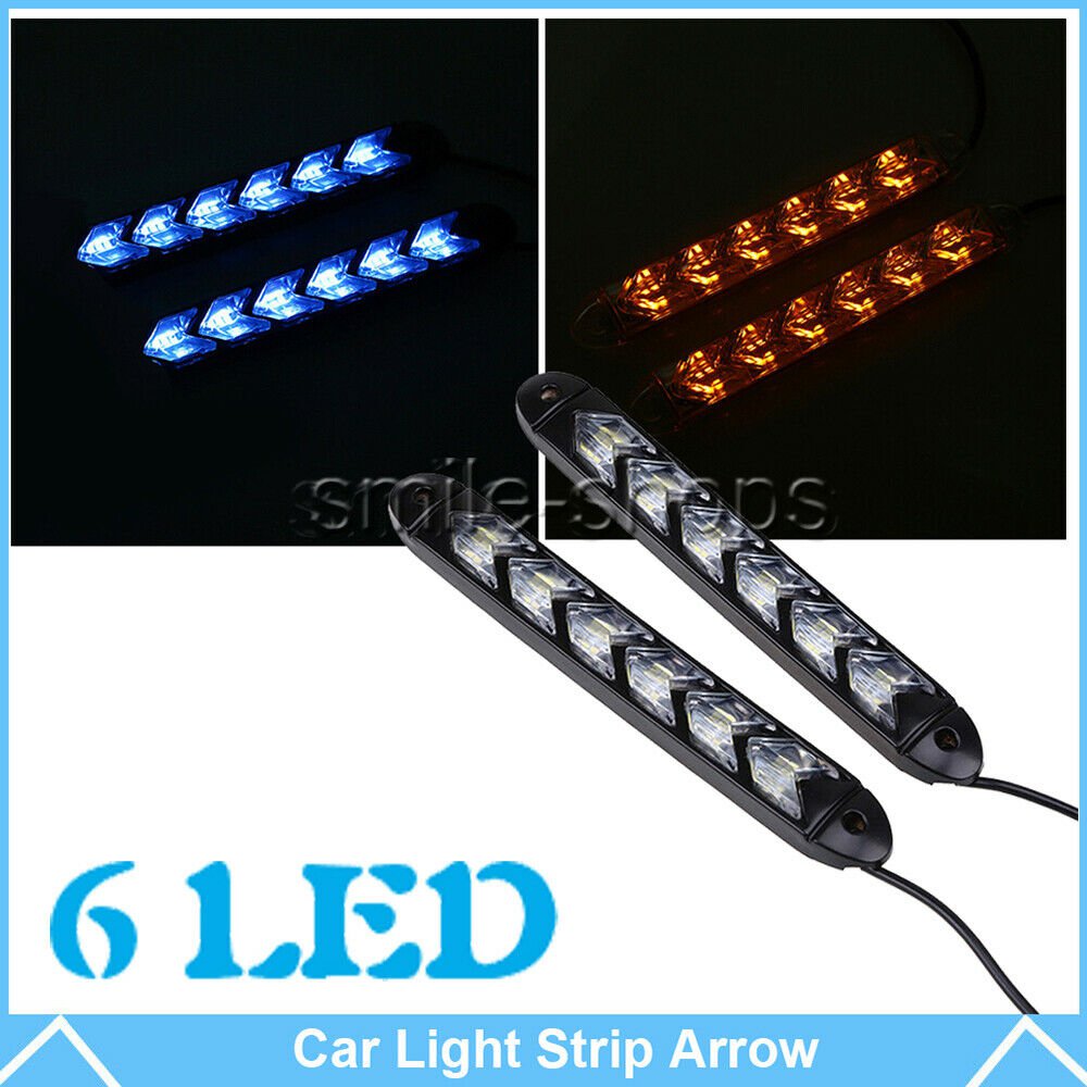 2pcs Ice Blue 6-LED Car Daytime Running Lights DRL Turn Signal Lamp Waterproof