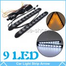 2x 9-LED Sequential Flasher Turn Signal Light Amber White Switchback Arrow Strip