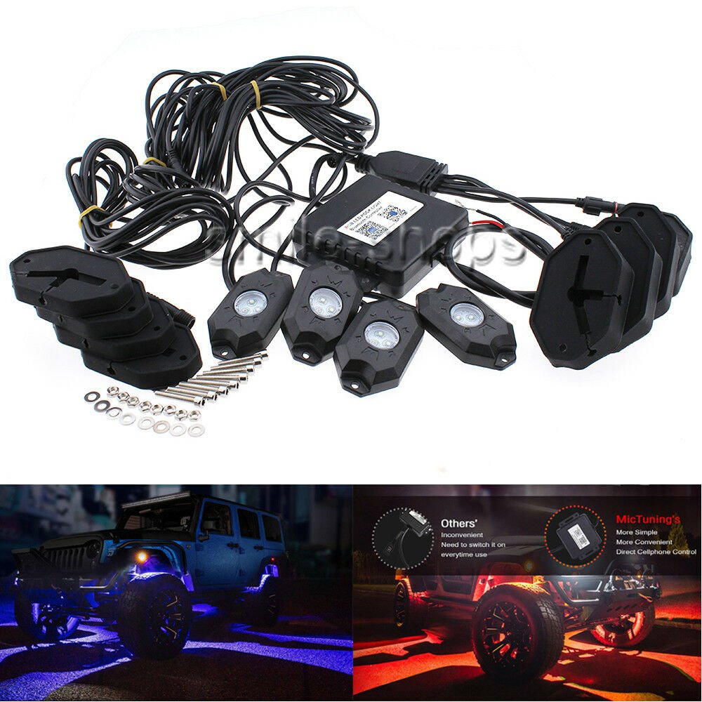 LED Rock Light Off-road Under Body Rig Light Wireless Bluetooth Music Controller