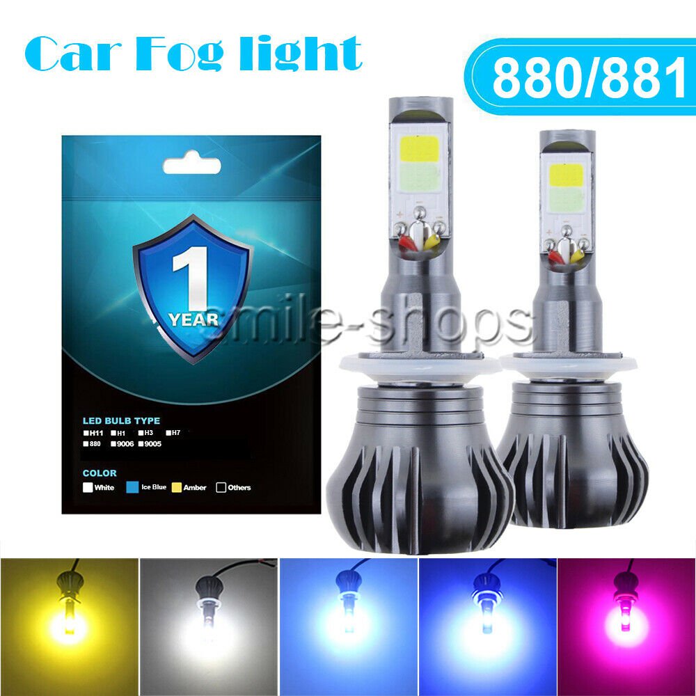 2x White Amber Purple pink LED Light 880 881 H27 COB Bulb Kit For Fog Light Car