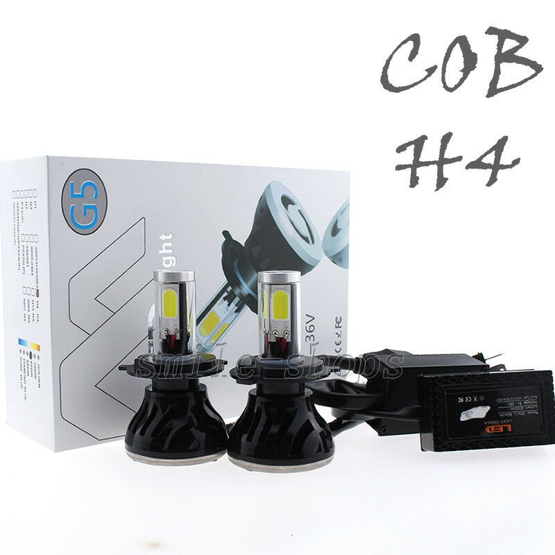 80W 8000LM COB LED Headlight Kit H4 9003 HB2 Xenon 6000K White Bulbs High Power