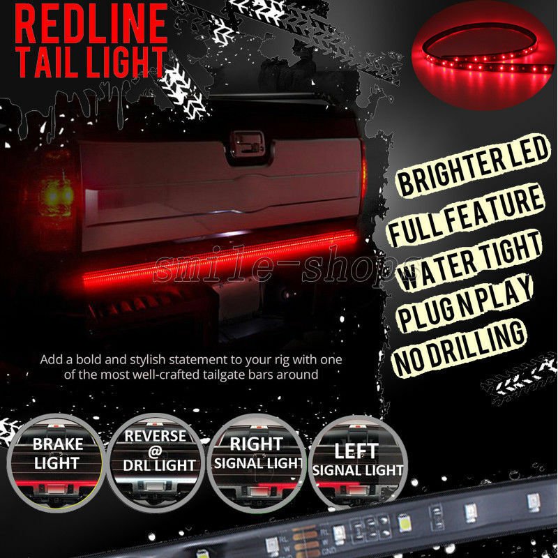 60" Sealed SUV LED 5 Function Rear Tailgate Brake Light Bar Strip Truck For Jeep