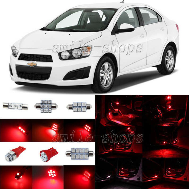 13pcs Red LED Interior Light Package Fit For 2012-2014 Chevrolet Chevy Sonic