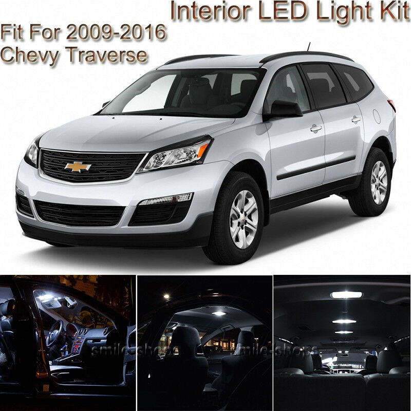 For Chevy Traverse 2009-2016 White Interior LED Light kit + White License Light