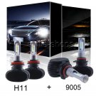 9005 + H11 6000K 100W 16000LM Combo COB LED Headlight Kit High Low Light Bulbs