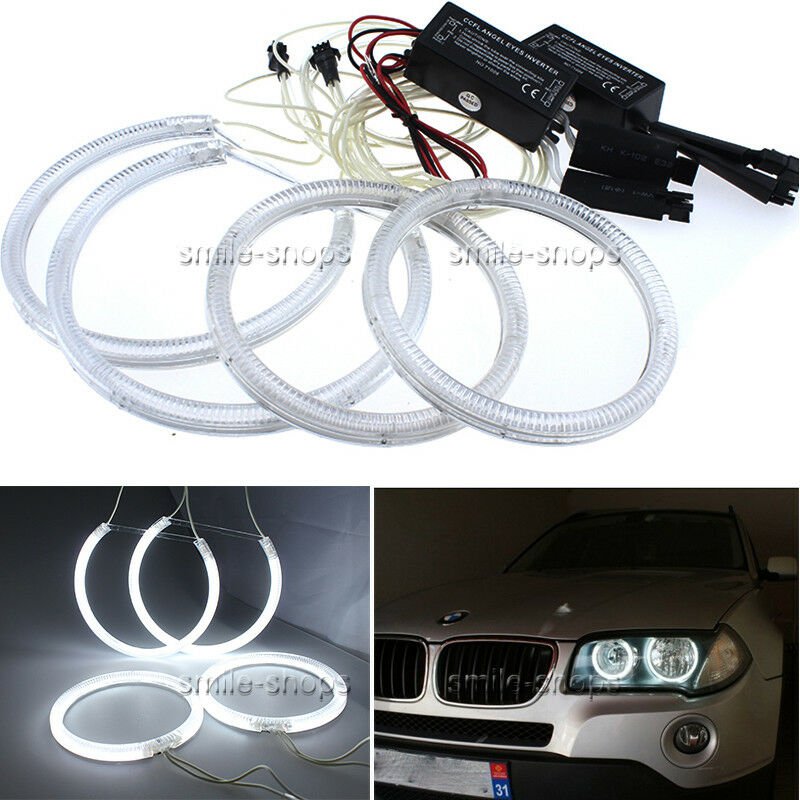 4 x For BMW E83 X3 E46ti Compact CCFL Angel Eye Halo Rings 105mmx2+131mmx2 White